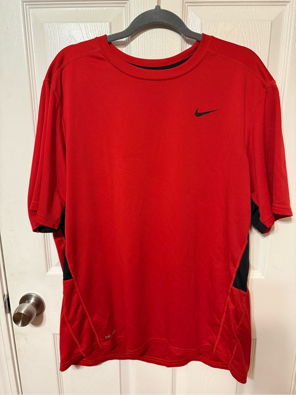 Nike Red Short-Sleeve Performance Tee with Black Accents